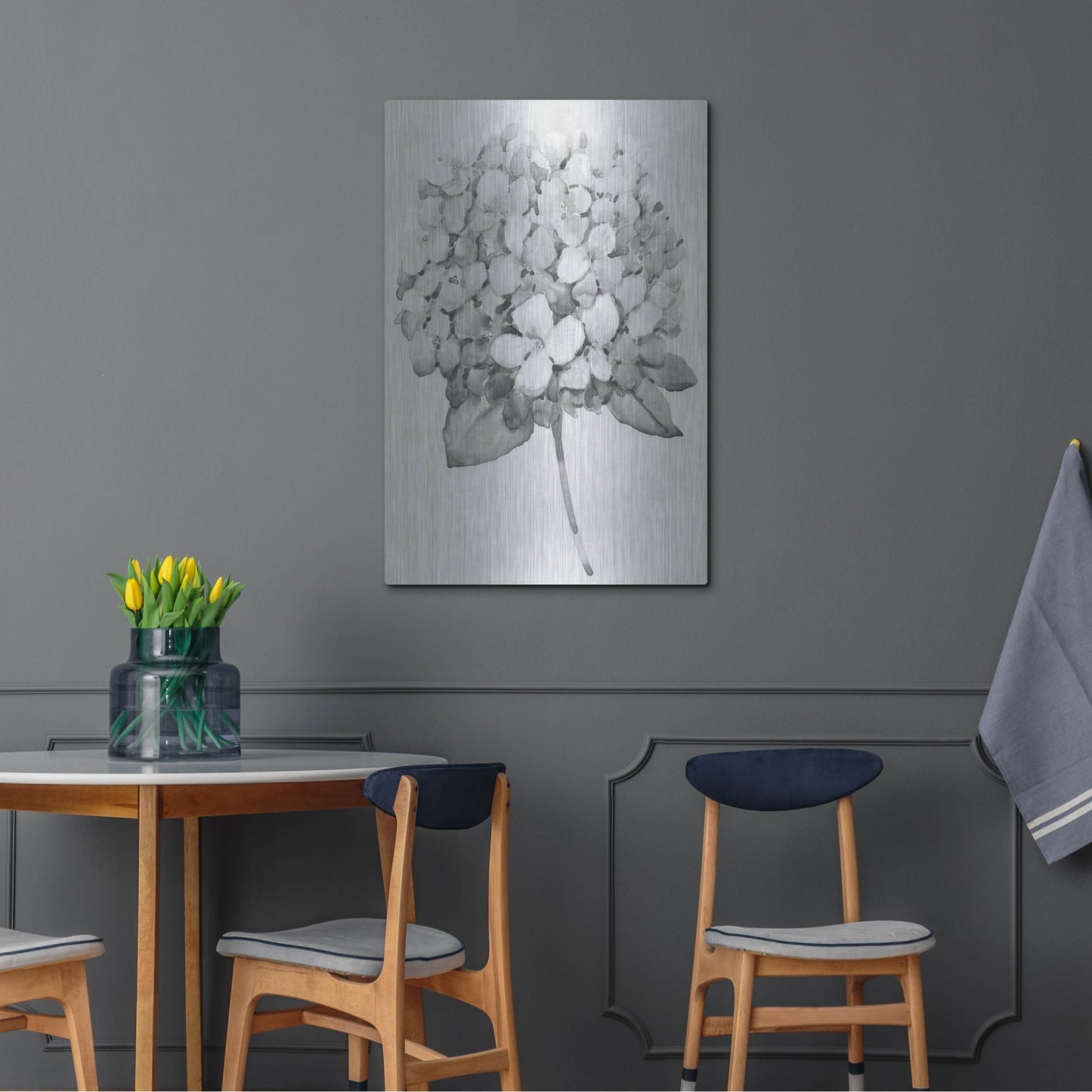 Luxe Metal Art 'Silvertone Floral II' by Tim O'Toole, Metal Wall Art,24x36