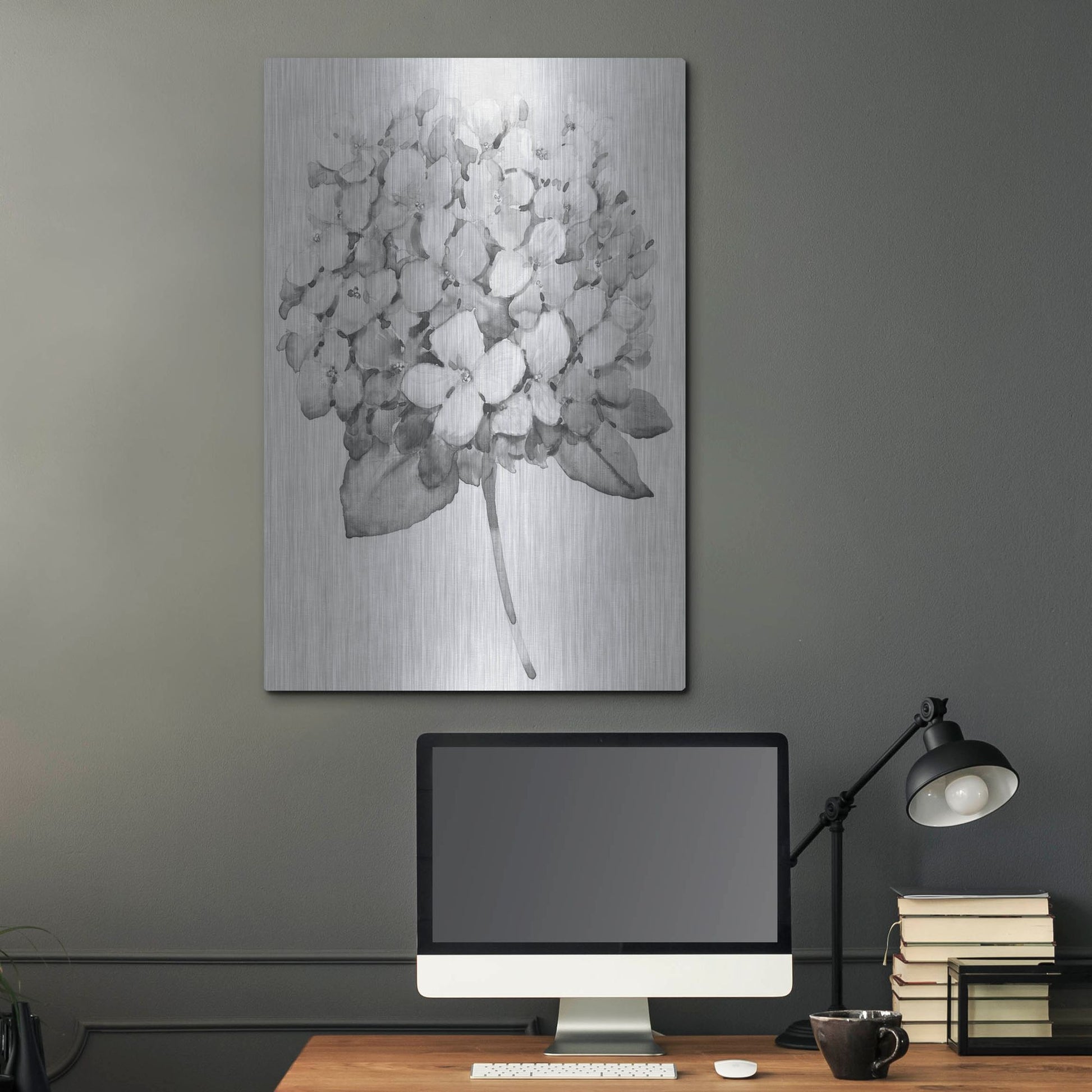 Luxe Metal Art 'Silvertone Floral II' by Tim O'Toole, Metal Wall Art,24x36