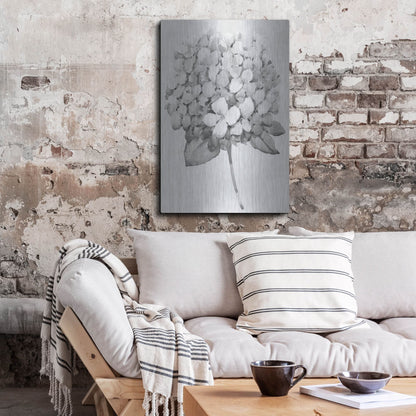Luxe Metal Art 'Silvertone Floral II' by Tim O'Toole, Metal Wall Art,24x36