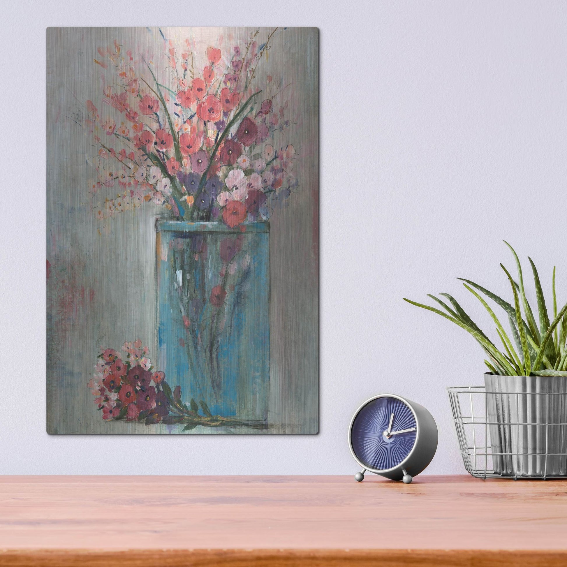 Luxe Metal Art 'Blue Jar I' by Tim O'Toole, Metal Wall Art,12x16