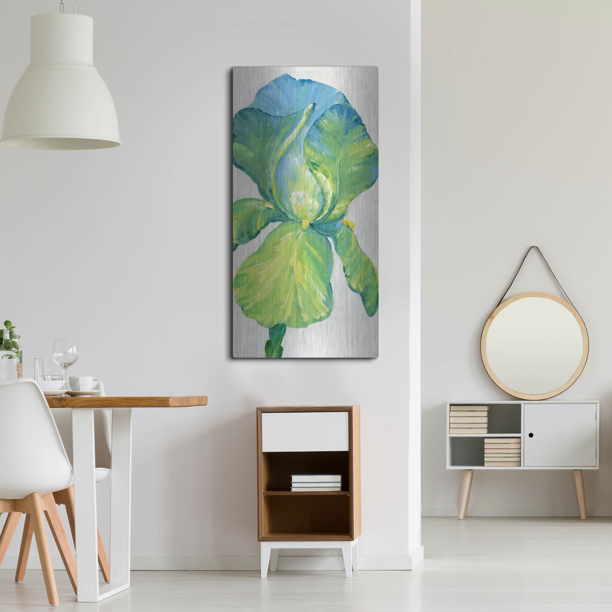 Luxe Metal Art 'Iris Bloom in Green II' by Tim O'Toole, Metal Wall Art,24x48
