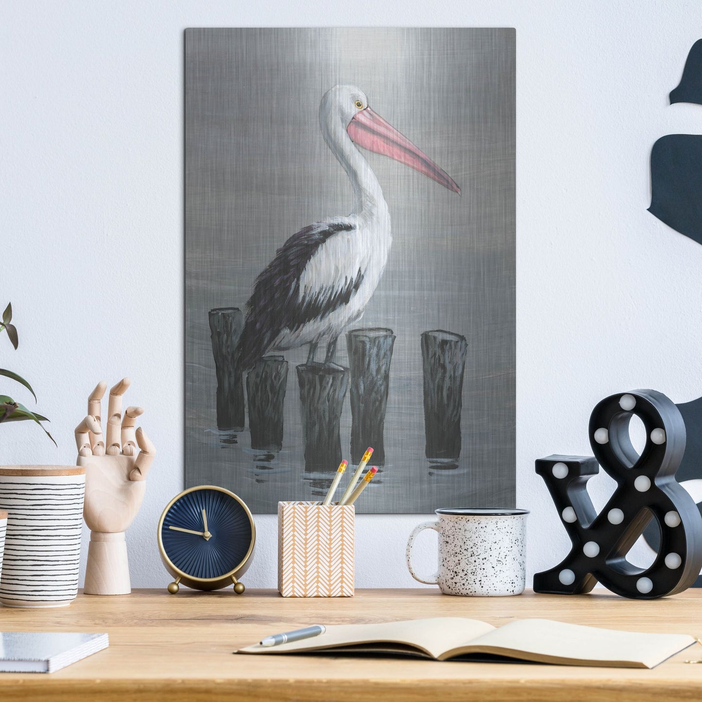 Luxe Metal Art 'Waiting Calmly I' by Tim O'Toole, Metal Wall Art,12x16