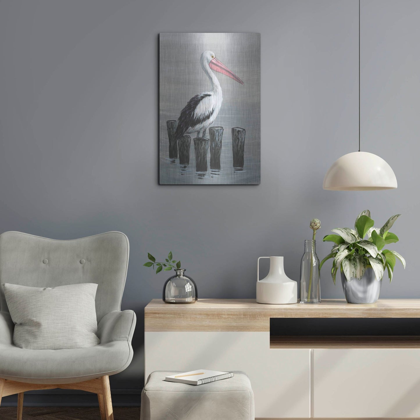 Luxe Metal Art 'Waiting Calmly I' by Tim O'Toole, Metal Wall Art,16x24