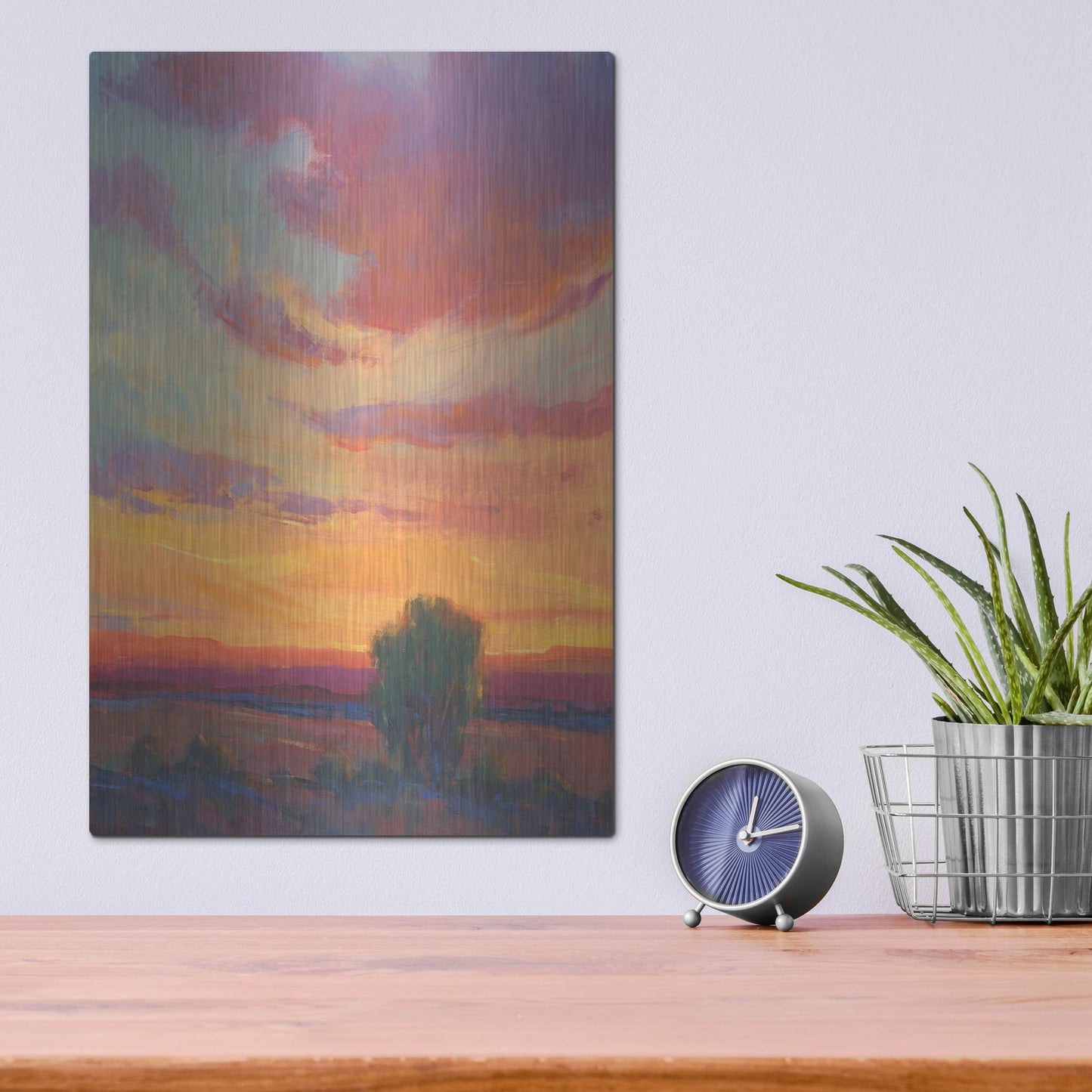 Luxe Metal Art 'Fire in the Sky I' by Tim O'Toole, Metal Wall Art,12x16