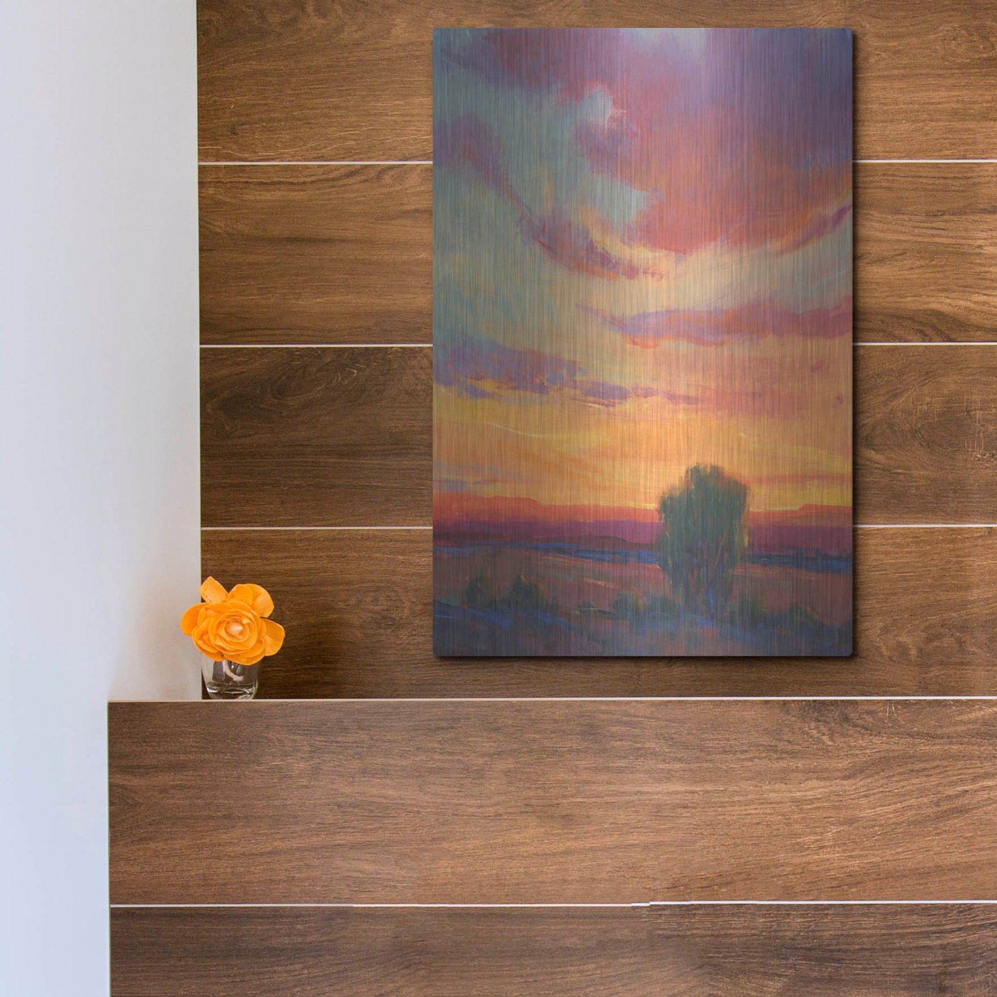 Luxe Metal Art 'Fire in the Sky I' by Tim O'Toole, Metal Wall Art,12x16