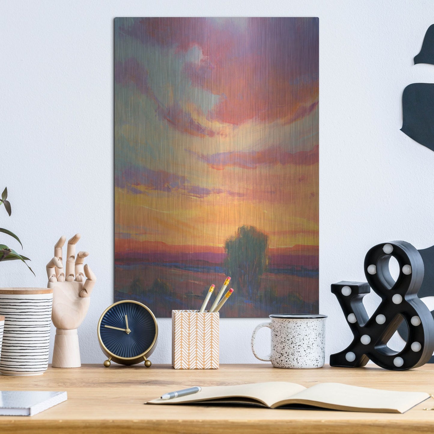 Luxe Metal Art 'Fire in the Sky I' by Tim O'Toole, Metal Wall Art,12x16