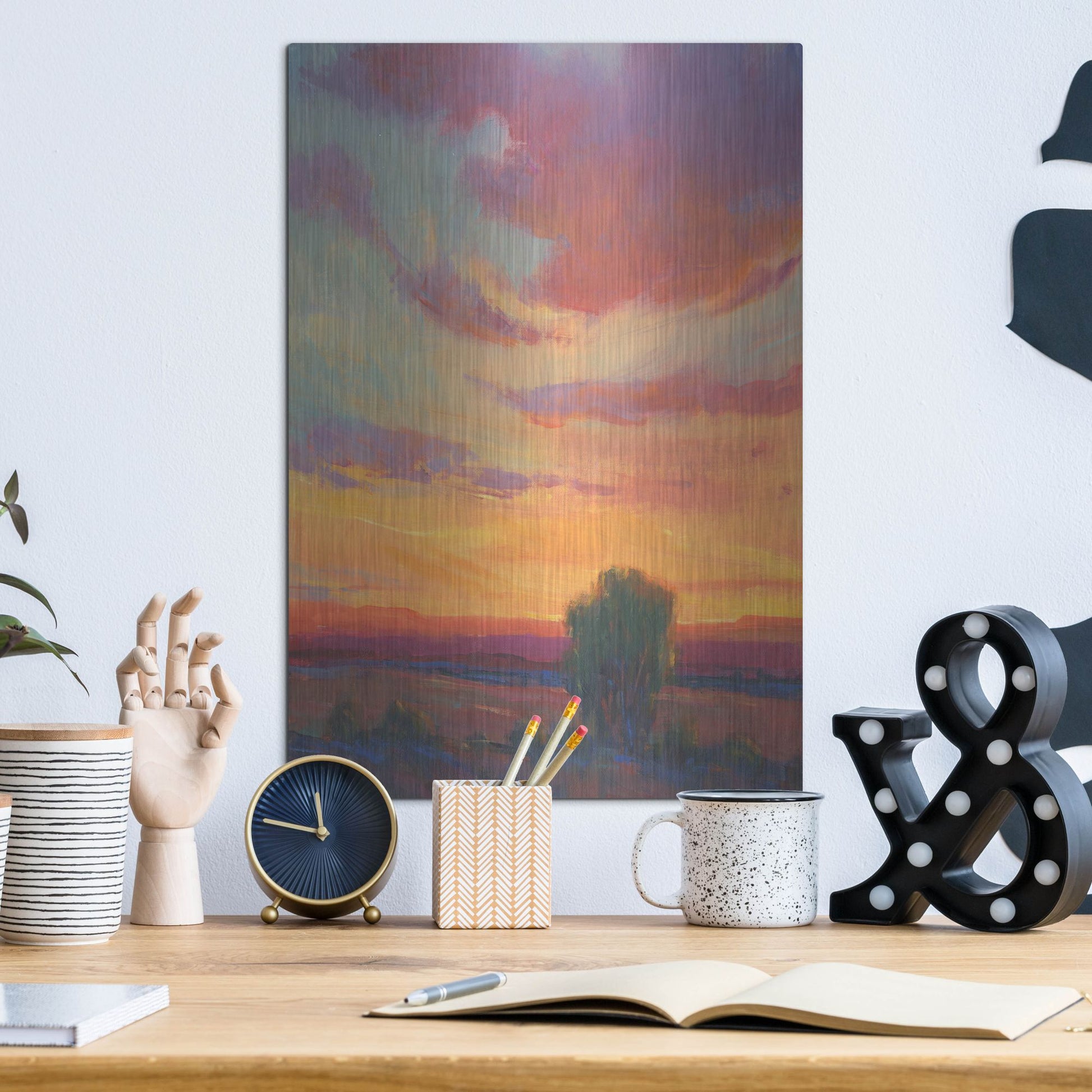 Luxe Metal Art 'Fire in the Sky I' by Tim O'Toole, Metal Wall Art,12x16