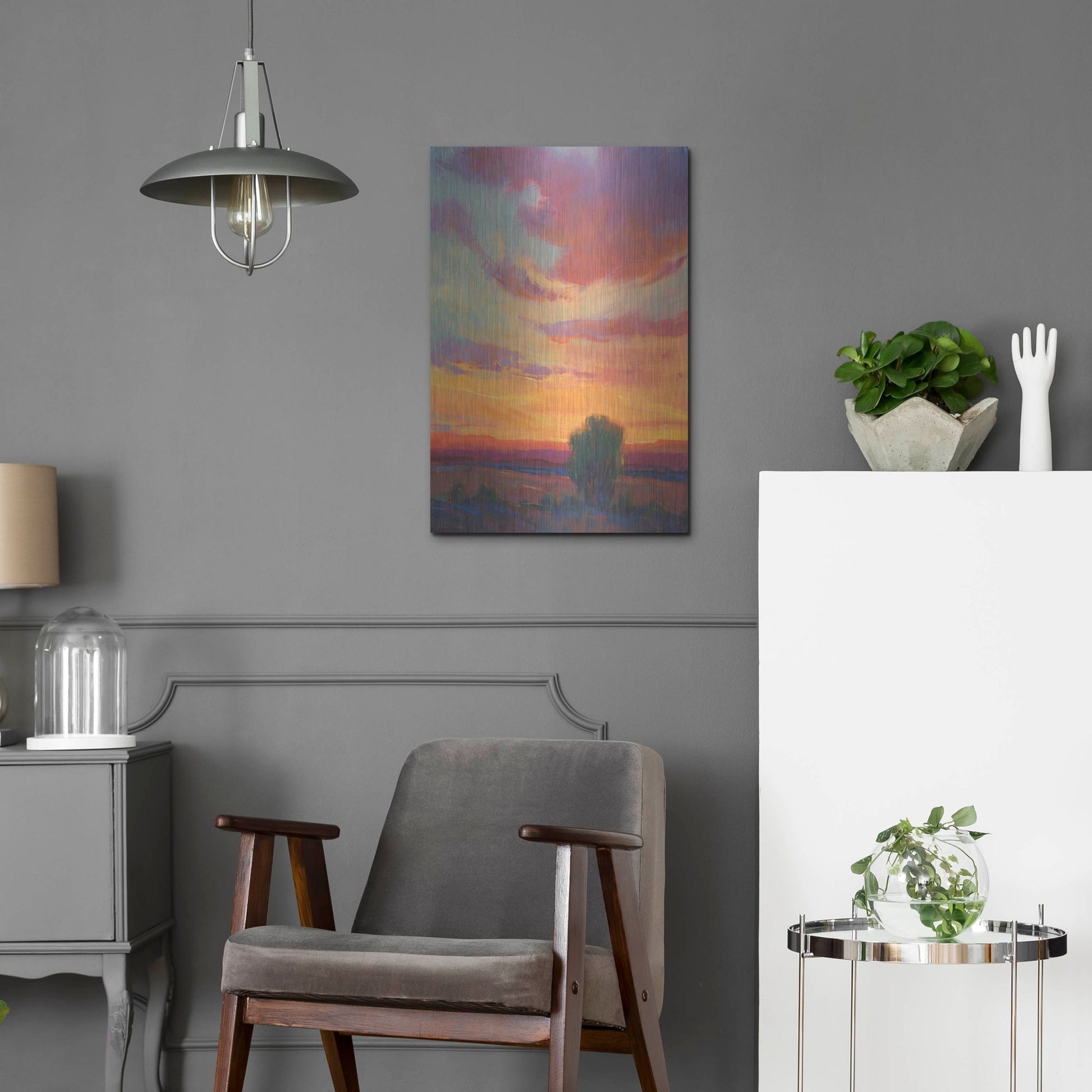 Luxe Metal Art 'Fire in the Sky I' by Tim O'Toole, Metal Wall Art,16x24