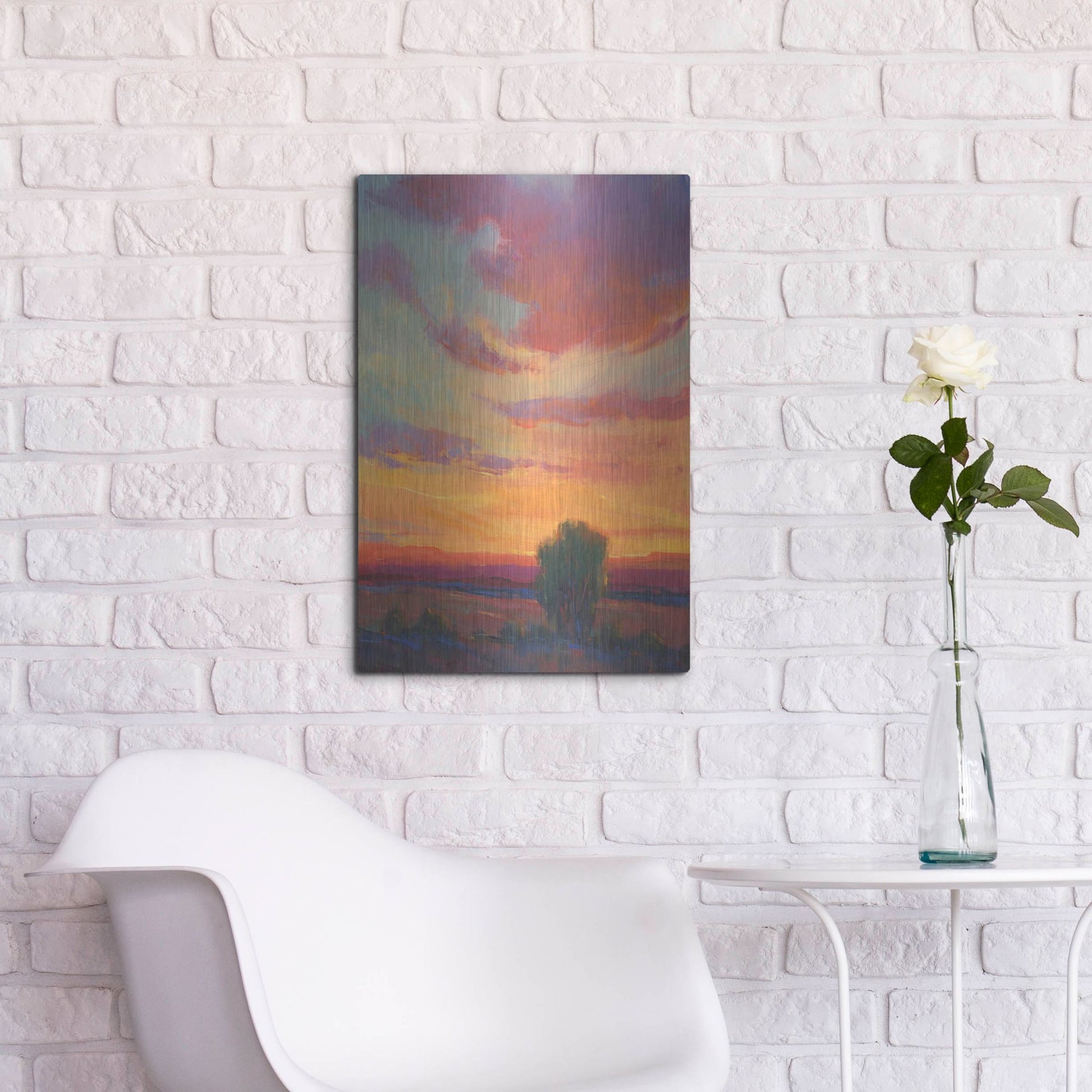 Luxe Metal Art 'Fire in the Sky I' by Tim O'Toole, Metal Wall Art,16x24