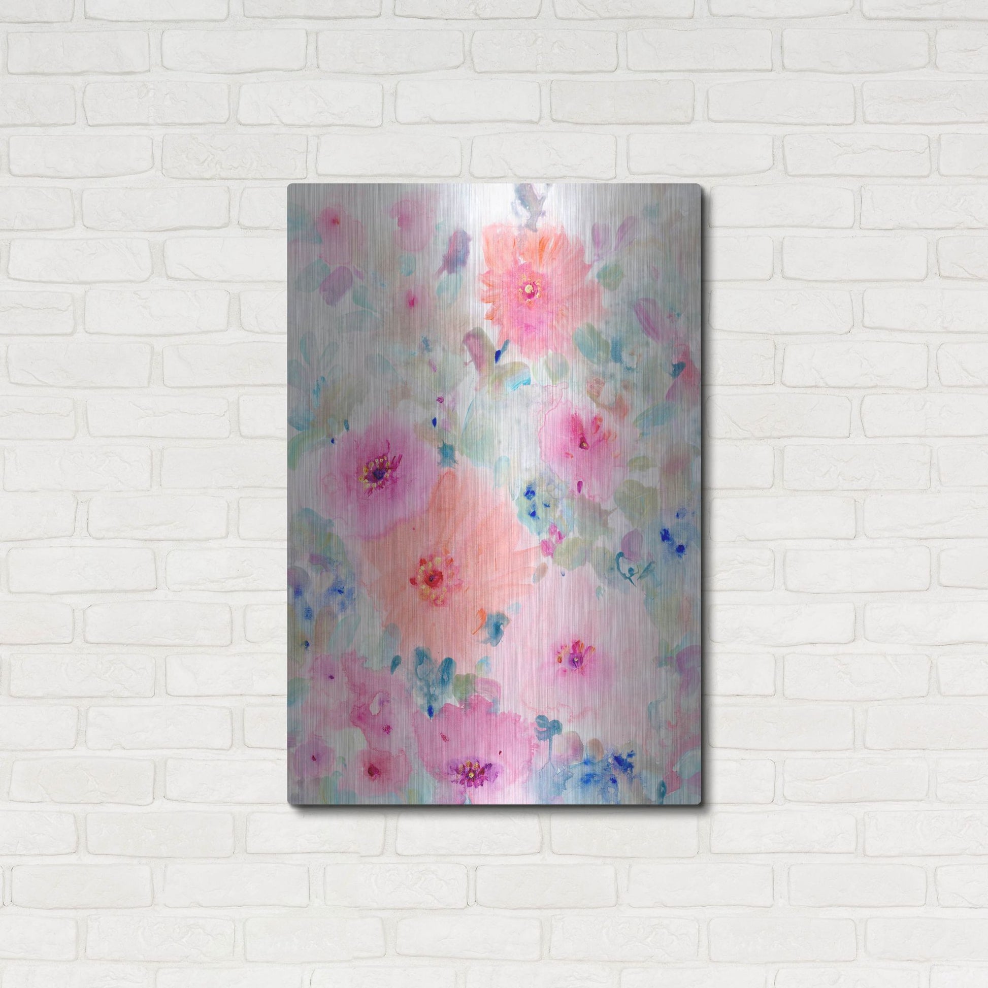 Luxe Metal Art 'Bright Floral Design II' by Tim O'Toole, Metal Wall Art,24x36