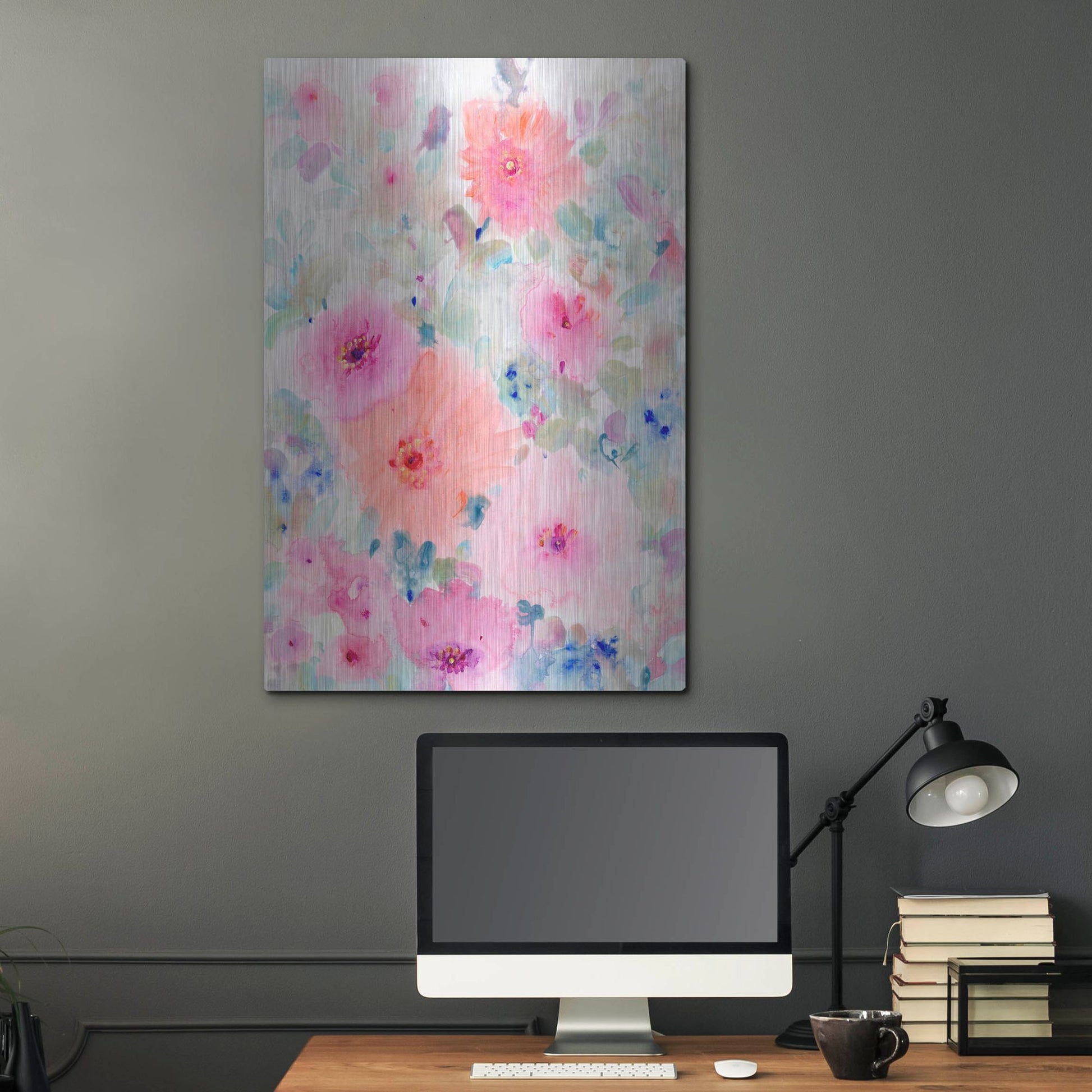 Luxe Metal Art 'Bright Floral Design II' by Tim O'Toole, Metal Wall Art,24x36