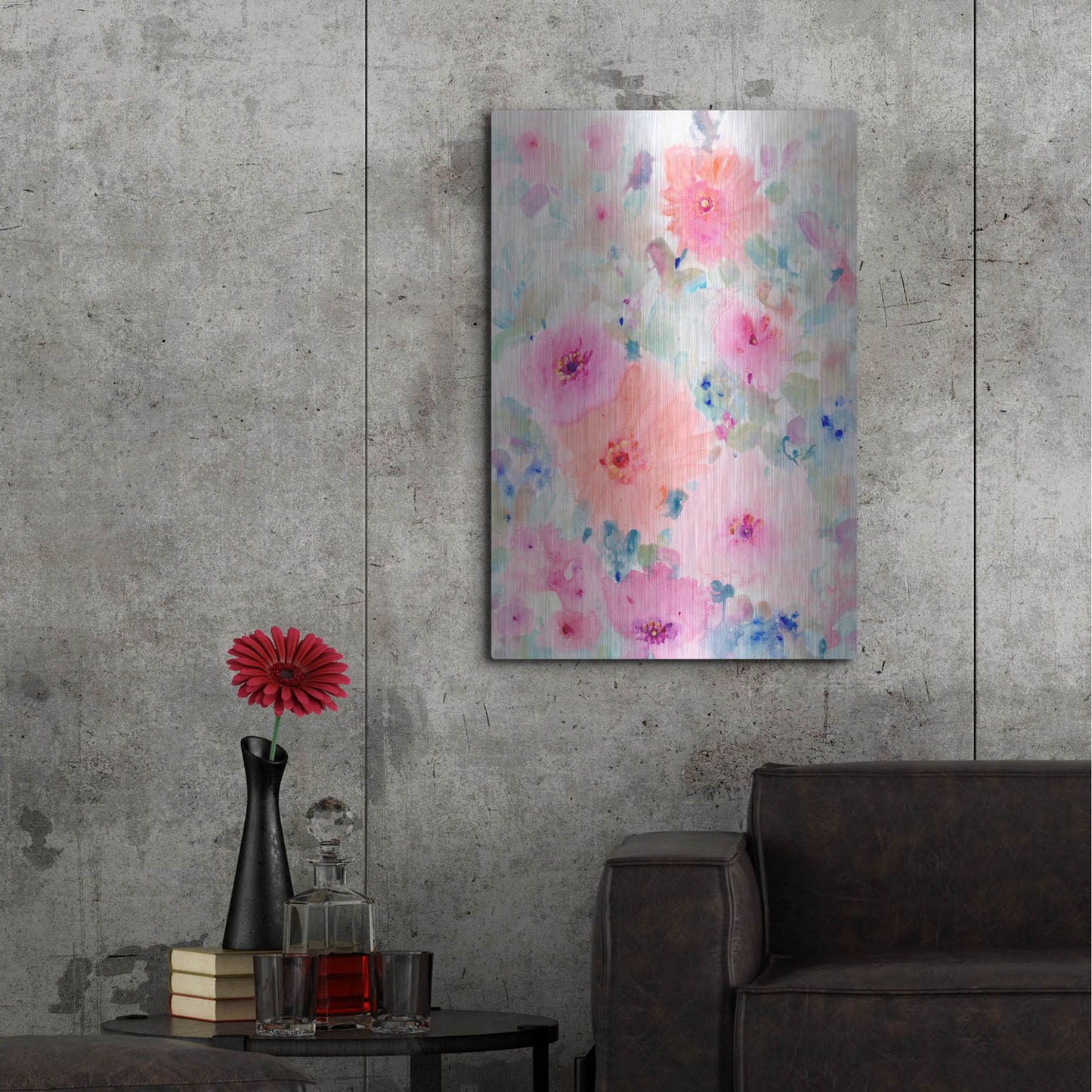 Luxe Metal Art 'Bright Floral Design II' by Tim O'Toole, Metal Wall Art,24x36