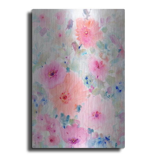 Luxe Metal Art 'Bright Floral Design II' by Tim O'Toole, Metal Wall Art