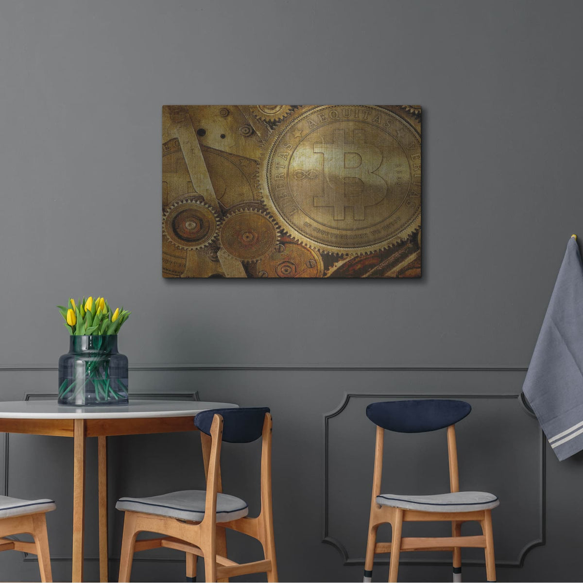 'Grunge Bitcoin One' by Steve Hunziker – Metal Wall Art, 36x24 room view
