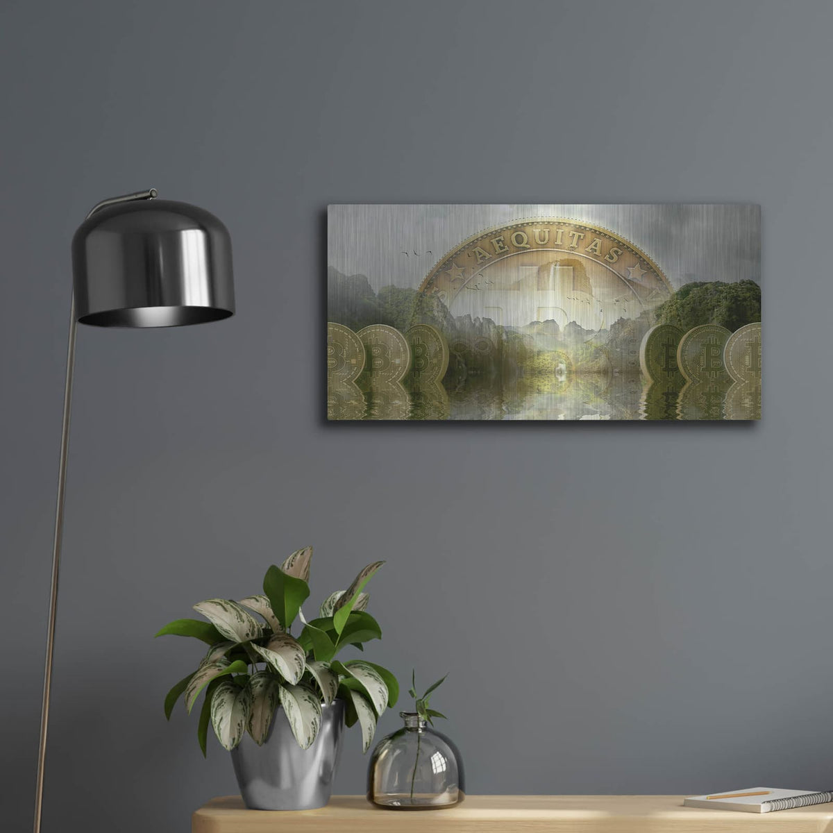 'Bitcoin New Age Two' by Steve Hunziker – Metal Wall Art, 24x12 room view