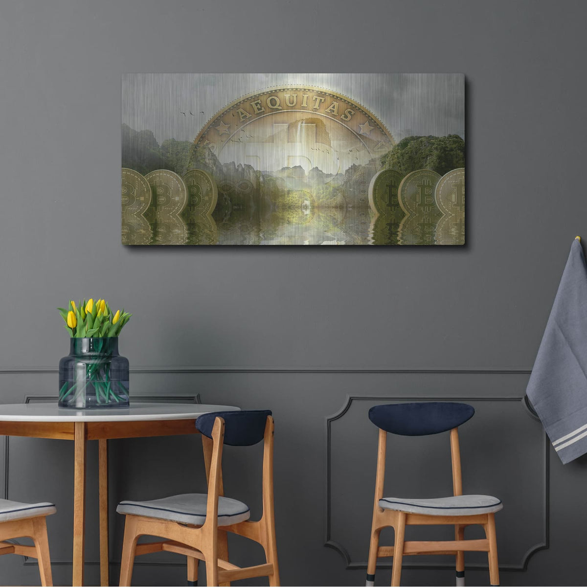 'Bitcoin New Age Two' by Steve Hunziker – Metal Wall Art, 48x24 room view