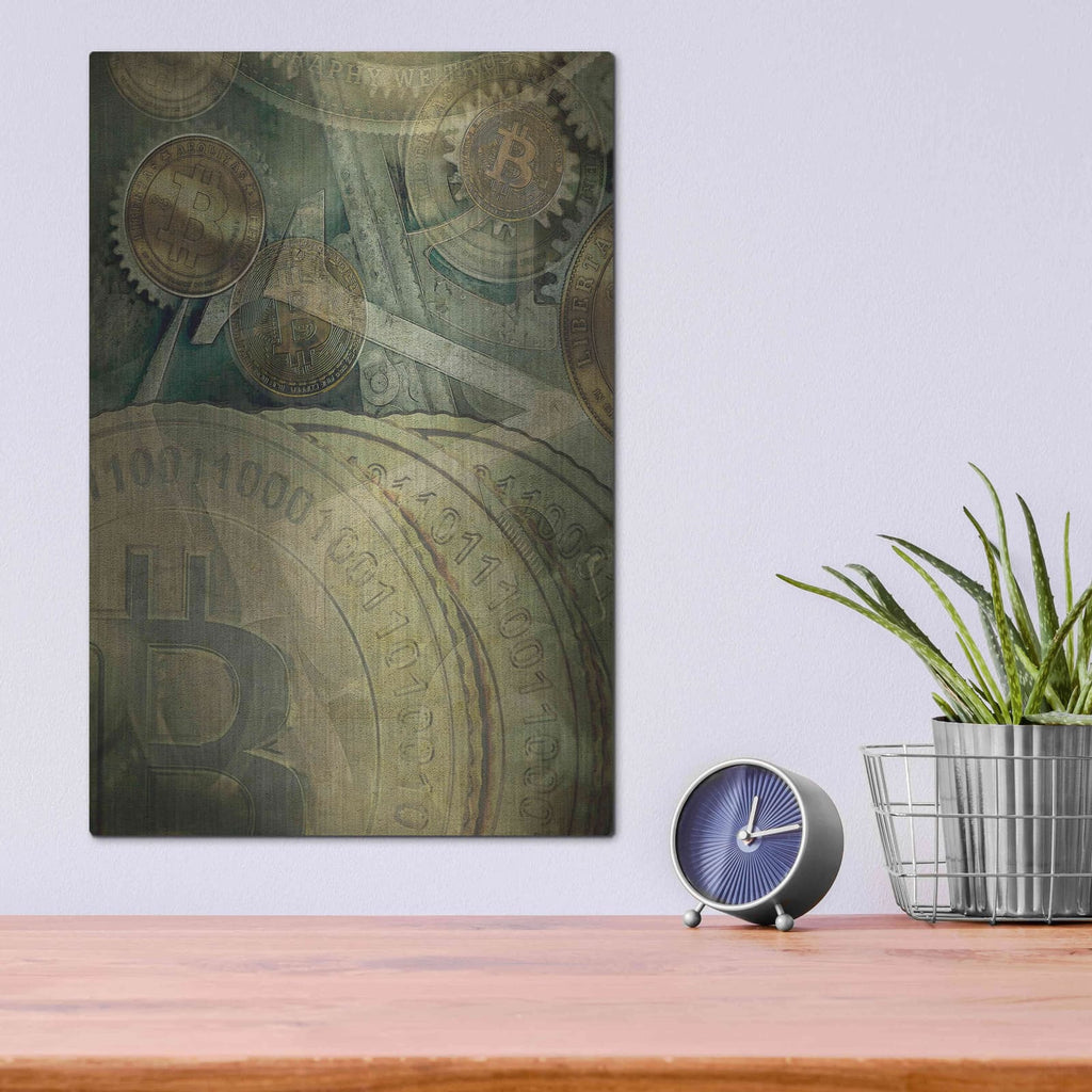 'Grunge Bitcoin Four' by Steve Hunziker – Metal Wall Art, 12x16 room view