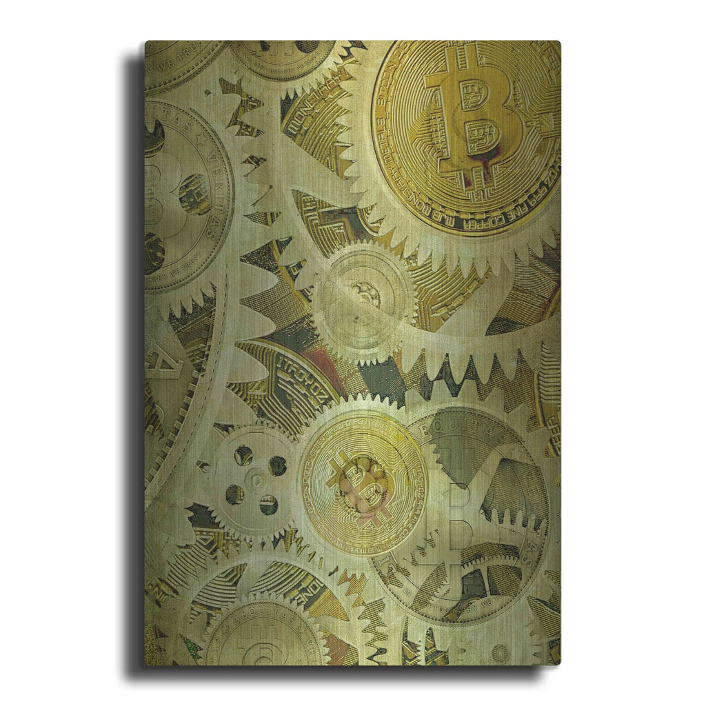 'Grunge Bitcoin Six' by Steve Hunziker – Metal Wall Art