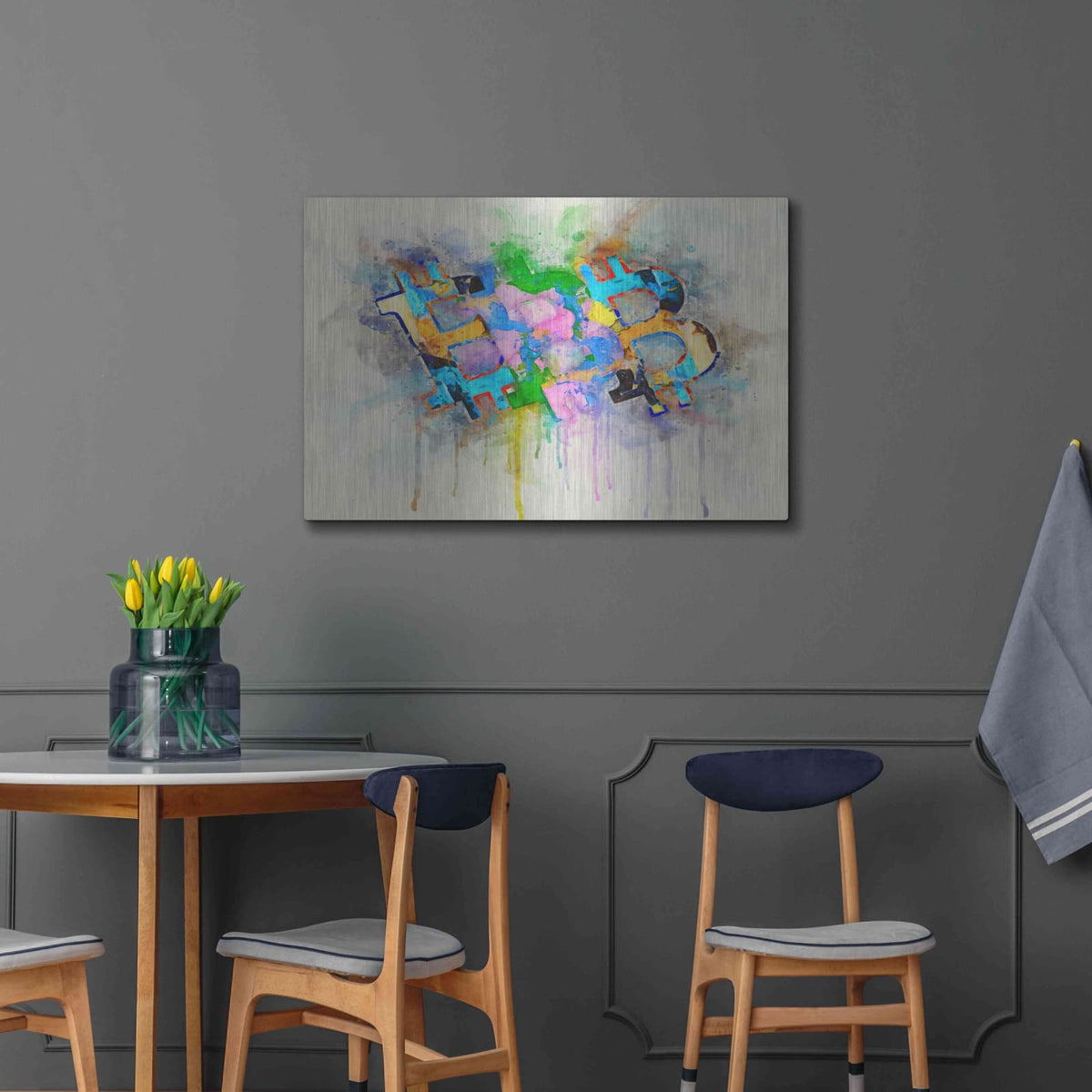 'Bitcoin Abstract' by Surma and Guillen – Metal Wall Art, 36x24 room view