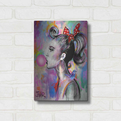 Luxe Metal Art 'Bubble Girl' by Loui Jover, Metal Wall Art,12x16