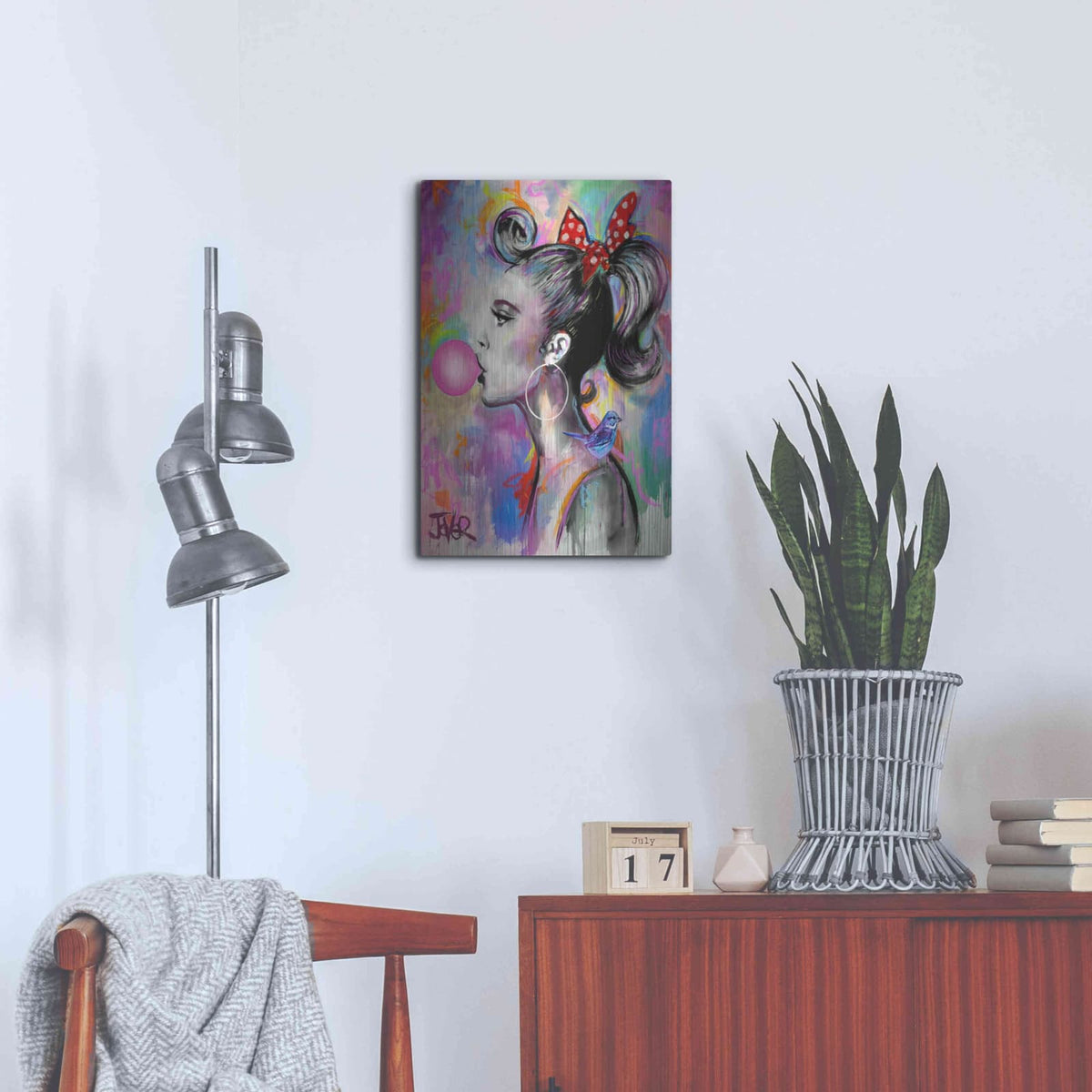 'Bubble Girl' by Loui Jover – Metal Wall Art, 16x24 room view