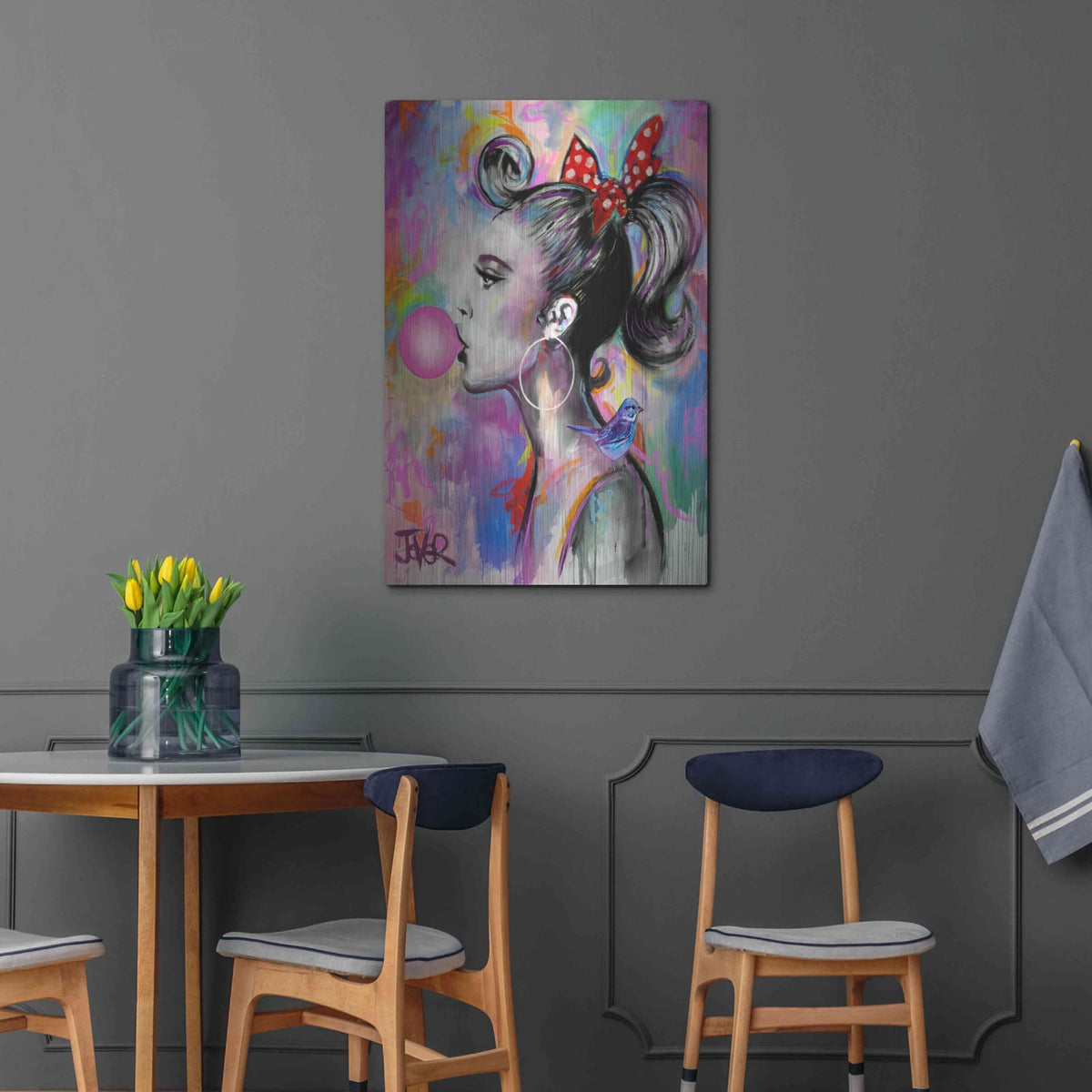 'Bubble Girl' by Loui Jover – Metal Wall Art, 24x36 room view