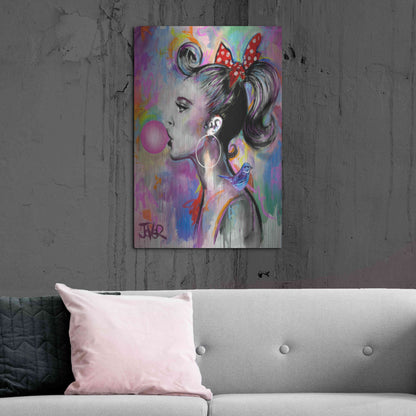 Luxe Metal Art 'Bubble Girl' by Loui Jover, Metal Wall Art,24x36