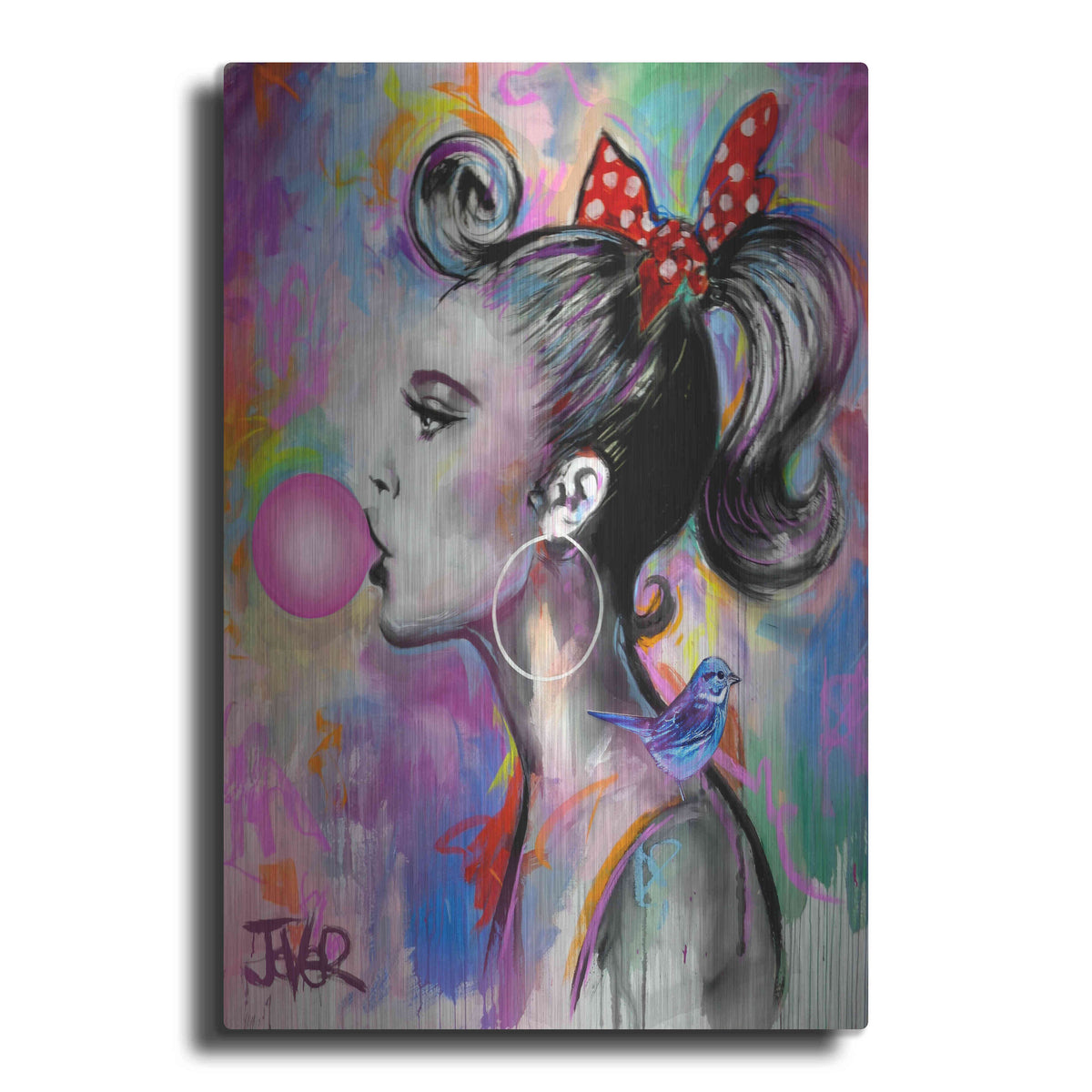 Luxe Metal Art 'Bubble Girl' by Loui Jover, Metal Wall Art