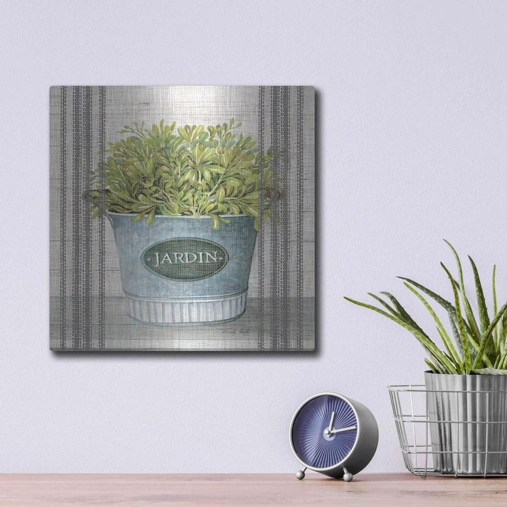 'Galvanized Jardin' by Cindy Jacobs – Metal Wall Art, 12x12 room view