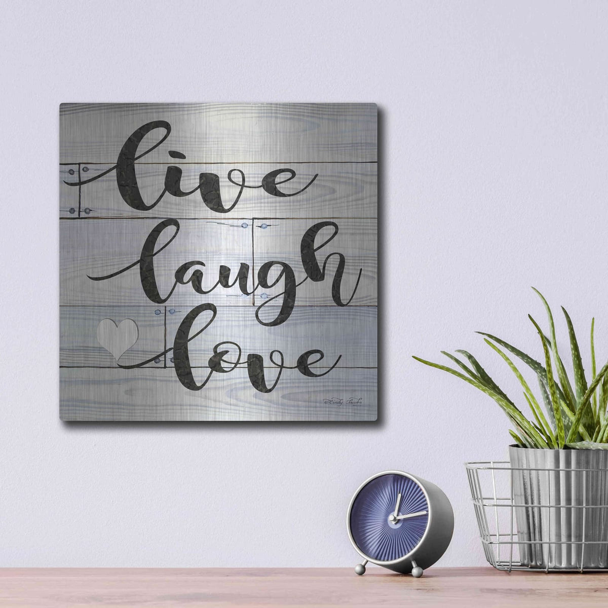 'Live, Laugh, Love' by Cindy Jacobs – Metal Wall Art, 12x12 room view
