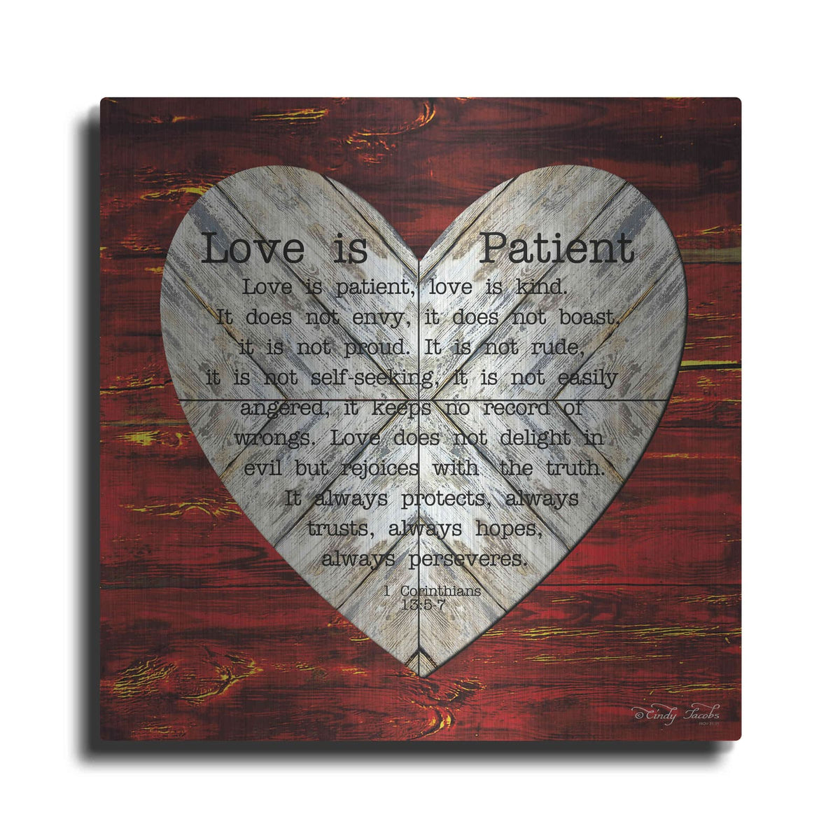 'Love is Patient' by Cindy Jacobs – Metal Wall Art
