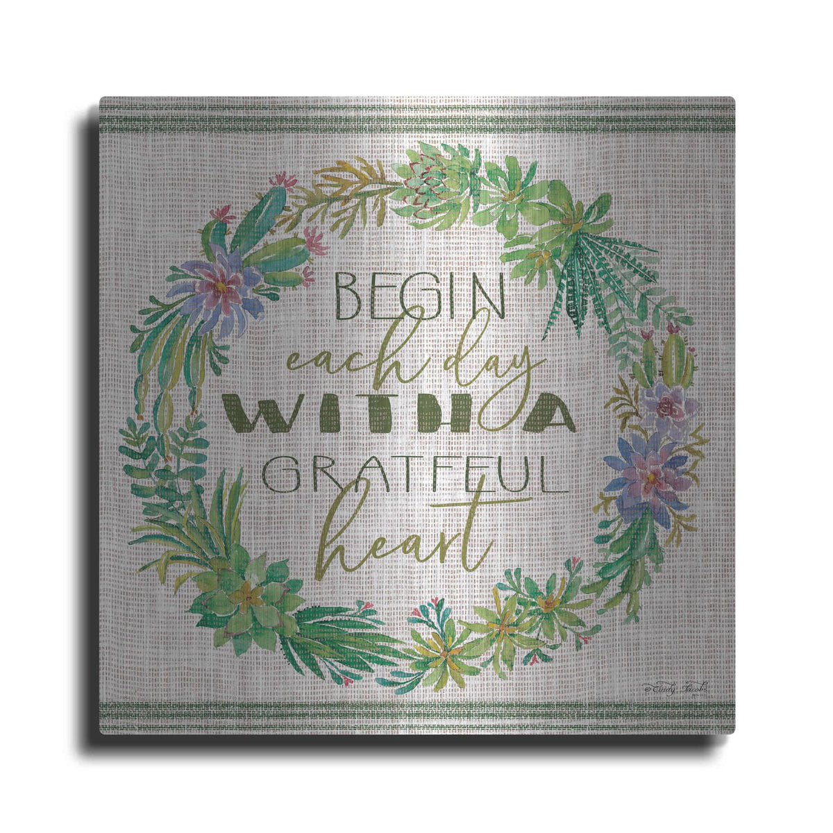 'Grateful Heart Succulent Wreath' by Cindy Jacobs – Metal Wall Art
