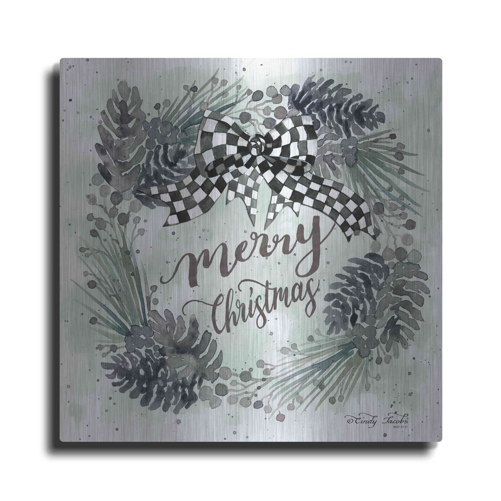 'Merry Christmas Wreath II' by Cindy Jacobs – Metal Wall Art