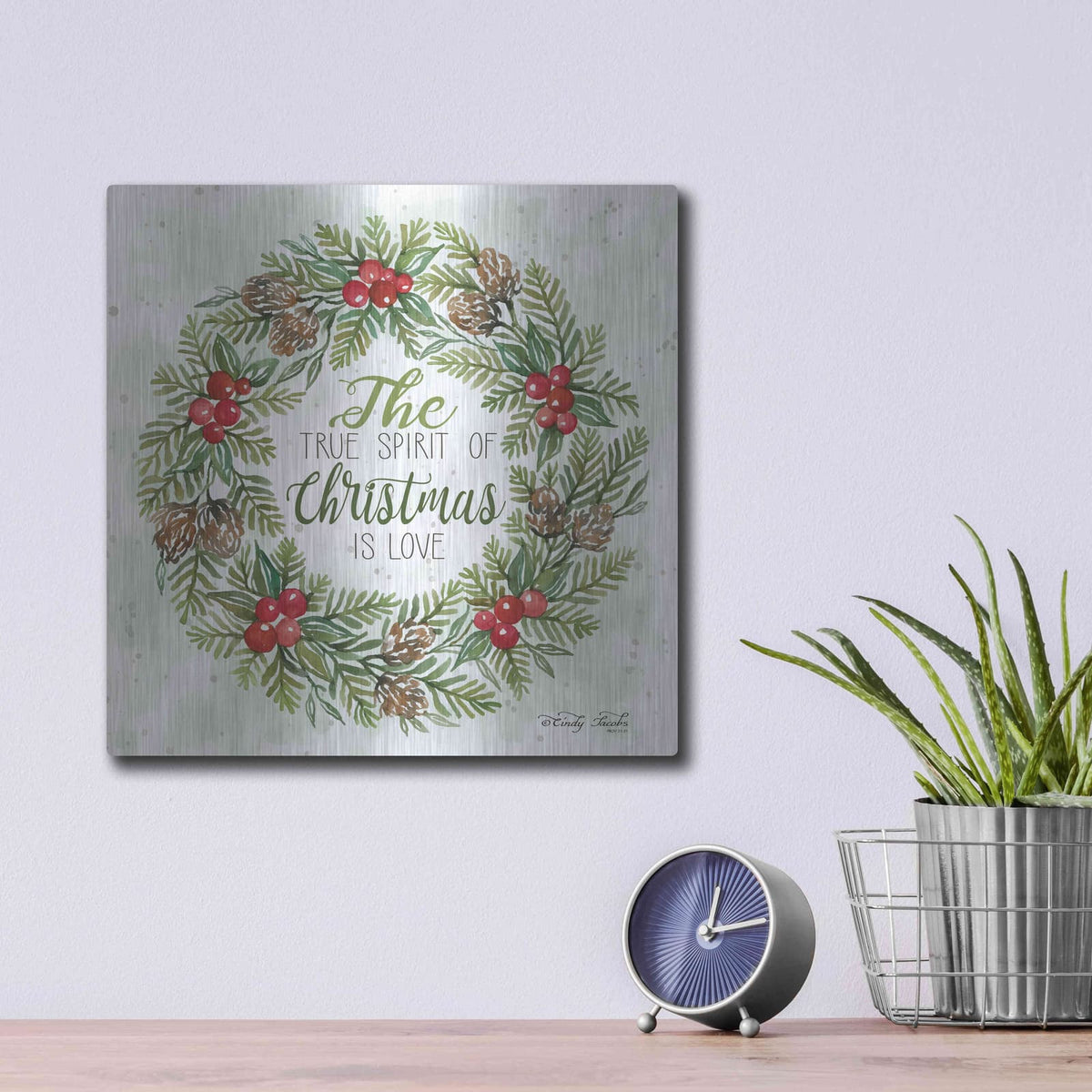 'True Spirit Wreath' by Cindy Jacobs – Metal Wall Art, 12x12 room view