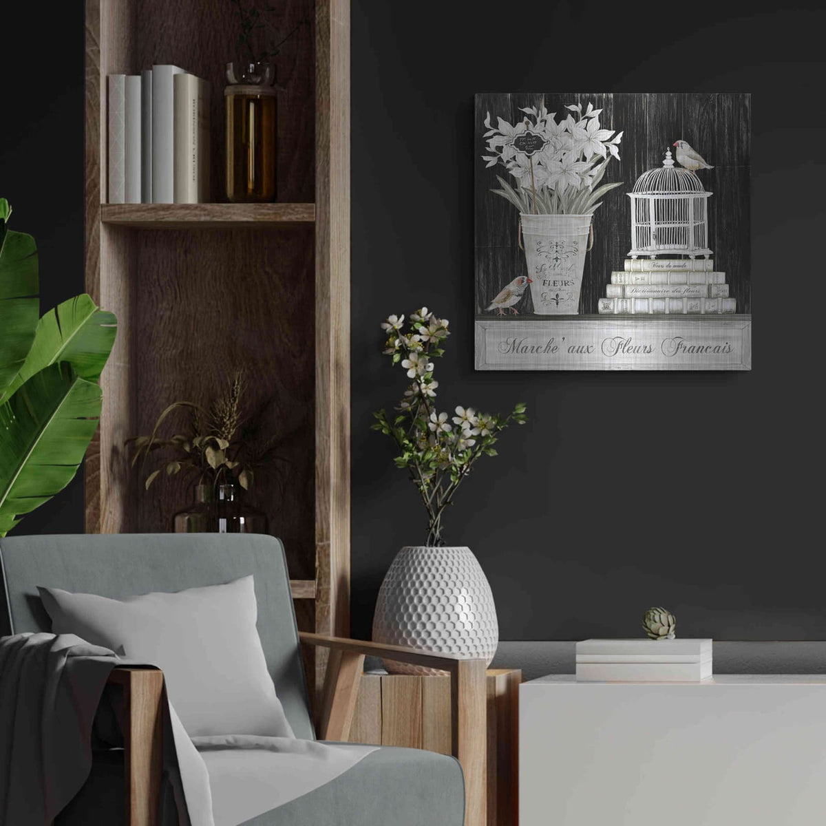 'Amaryllis Still Life' by Cindy Jacobs – Metal Wall Art, 24x24 room view