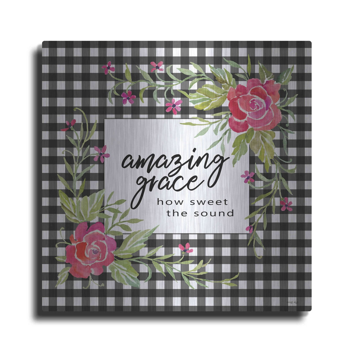 'Amazing Grace on Plaid' by Cindy Jacobs – Metal Wall Art