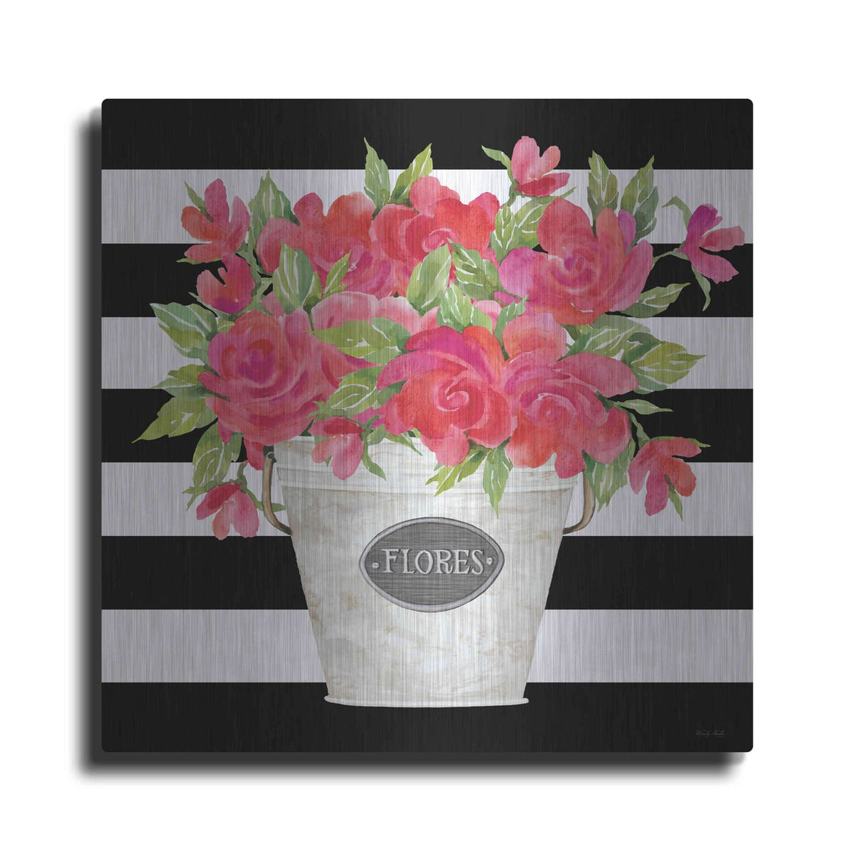 'Fuchsia Flores Stripes' by Cindy Jacobs – Metal Wall Art