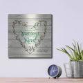 'Love is Patient Heart Wreath' by Cindy Jacobs – Metal Wall Art, 12x12 room view