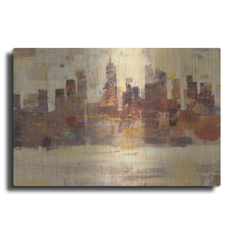 'City Skyline at Dusk' by Albena Hristova – Metal Wall Art