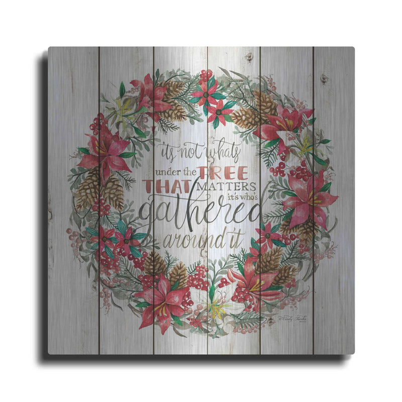 'Gathered Around the Tree Wreath' by Cindy Jacobs – Metal Wall Art