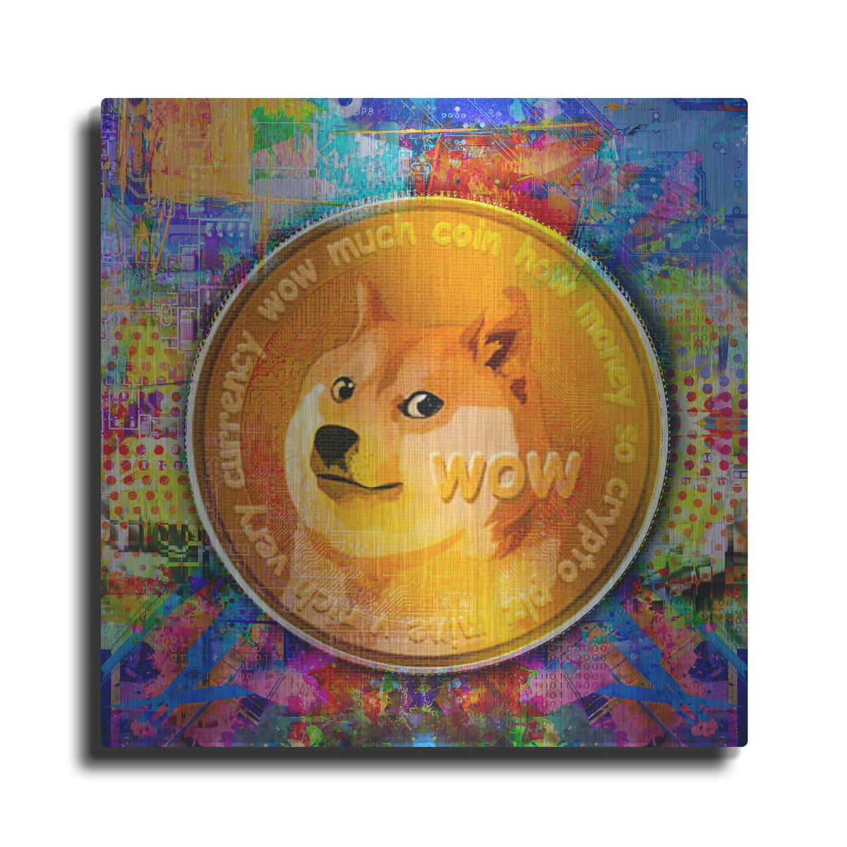 'DOGE Crypto Dogecoin,' by Valentyn Artemenko – Metal Wall Art