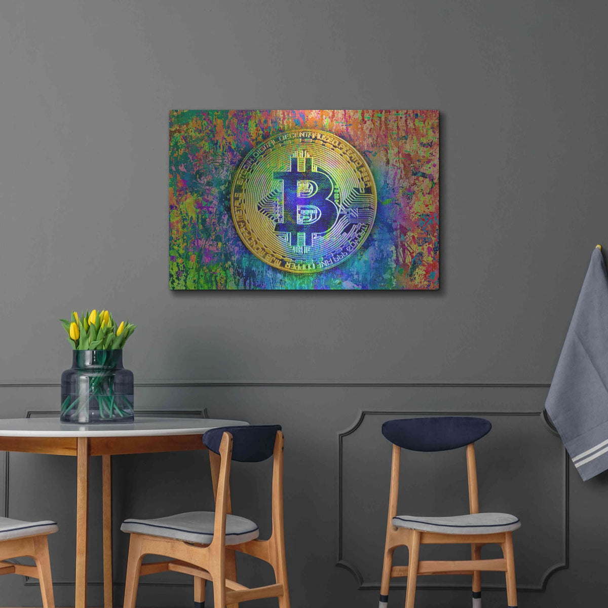 'Bitcoin Pollock,' by Valentyn Artemenko – Metal Wall Art, 36x24 room view