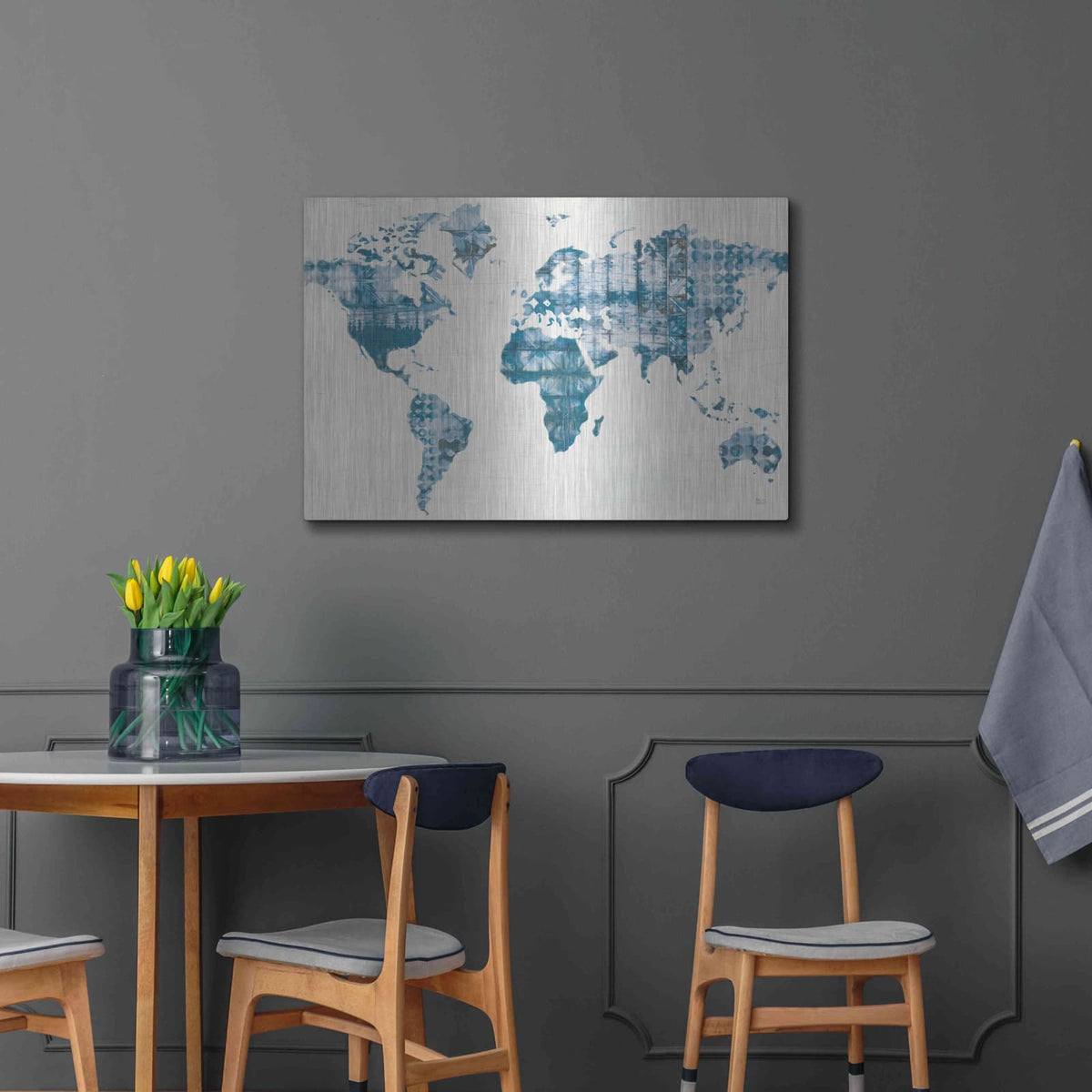 'Kanari Map Indigo' by Melissa Averinos – Metal Wall Art, 36x24 room view