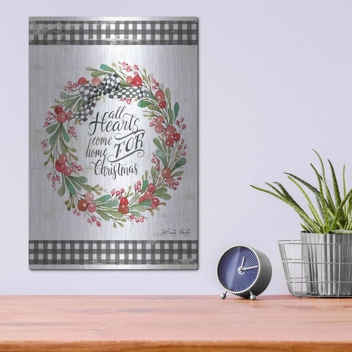 'All Hearts Come Home For Christmas I' by Cindy Jacobs – Metal Wall Art, 12x16 room view