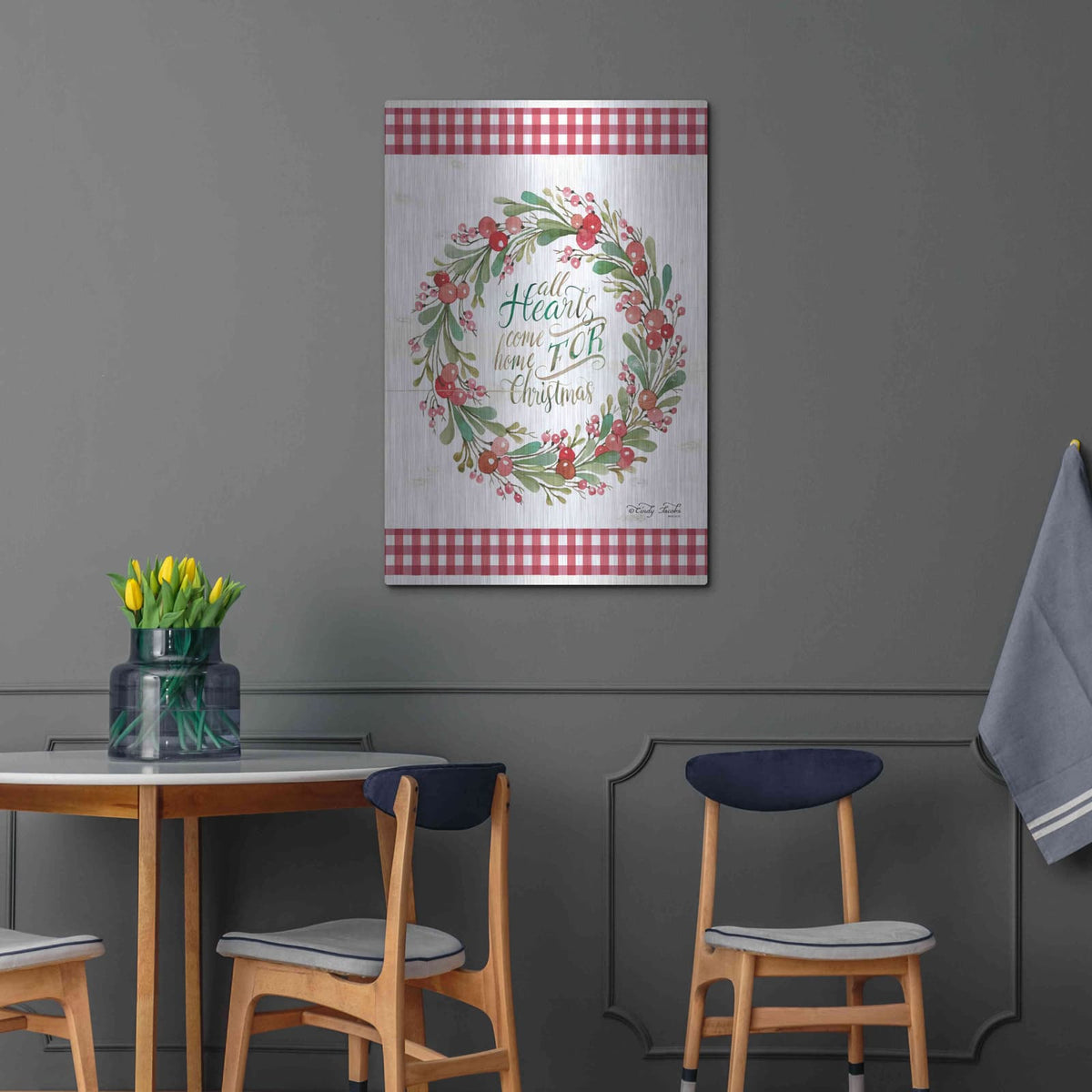 'All Hearts Come Home For Christmas II' by Cindy Jacobs – Metal Wall Art, 24x36 room view