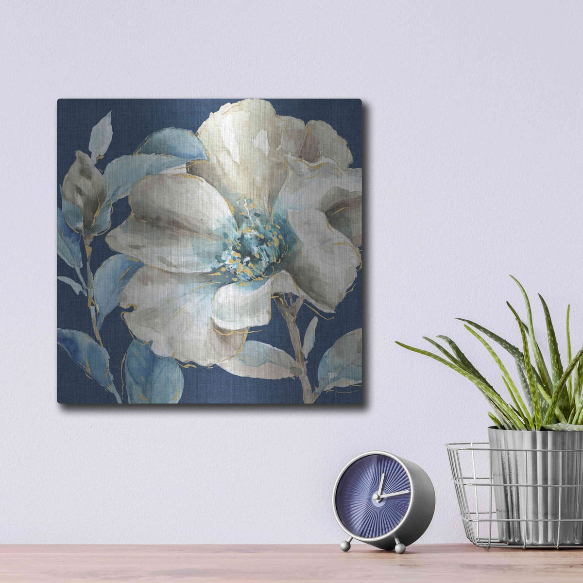 'Indigold IV Navy' by Lisa Audit – Metal Wall Art, 12x12 room view