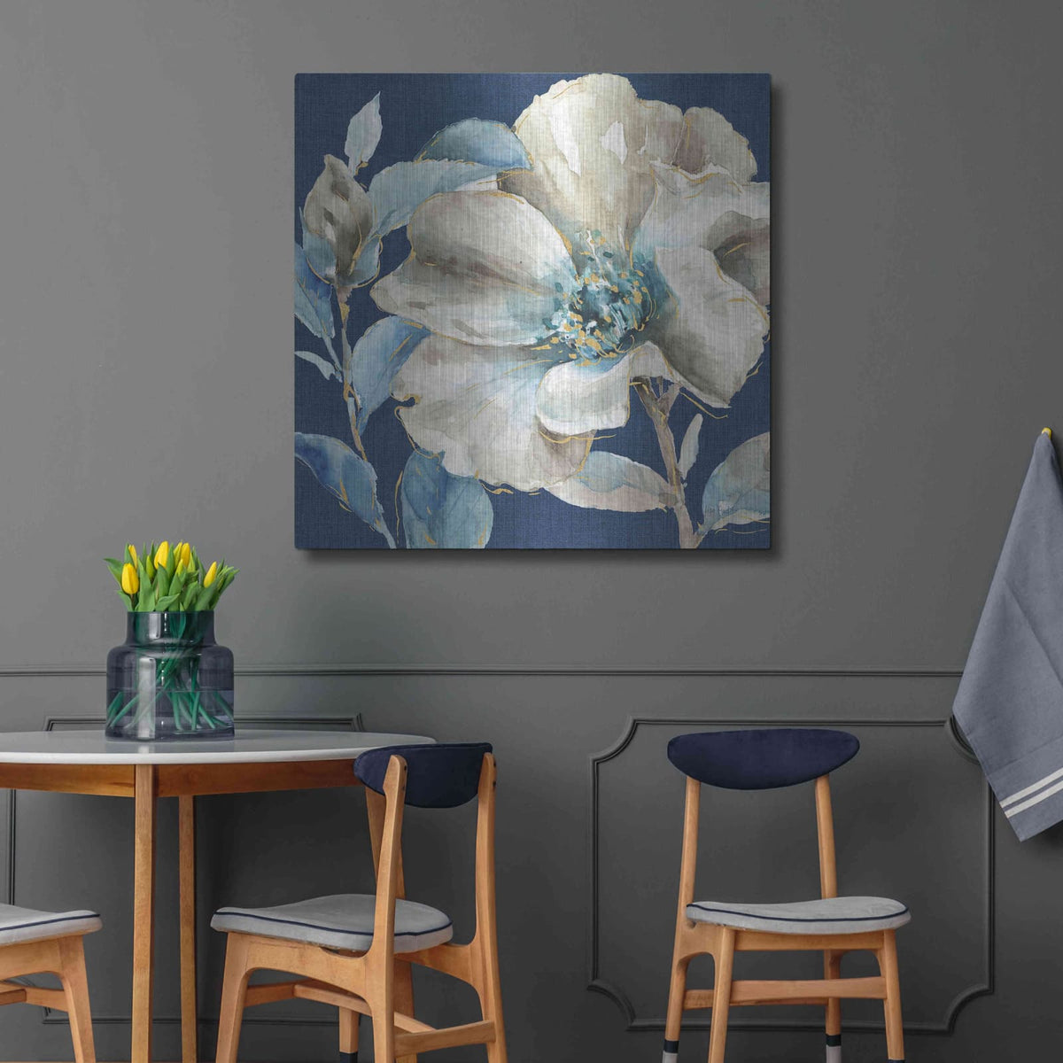 'Indigold IV Navy' by Lisa Audit – Metal Wall Art, 36x36 room view