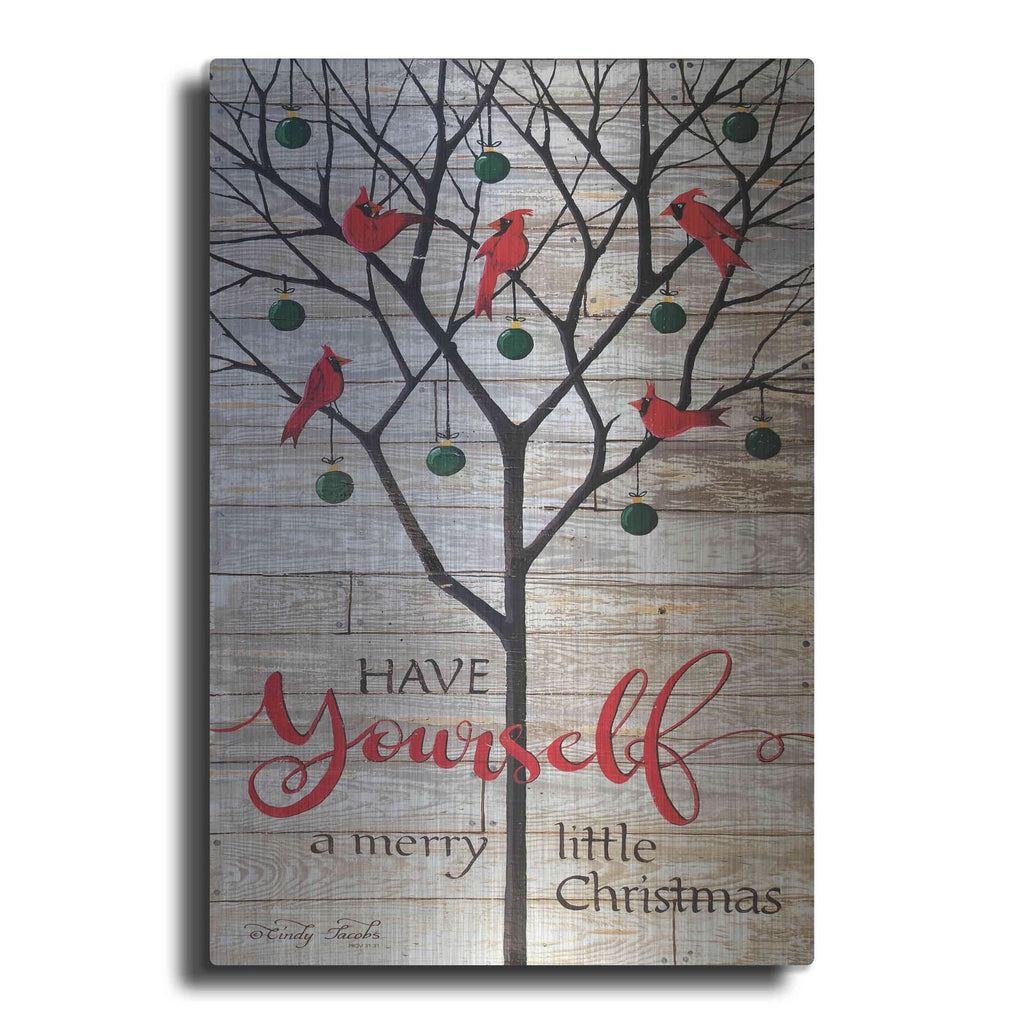 'Merry Little Red Cardinals Christmas' by Cindy Jacobs – Metal Wall Art