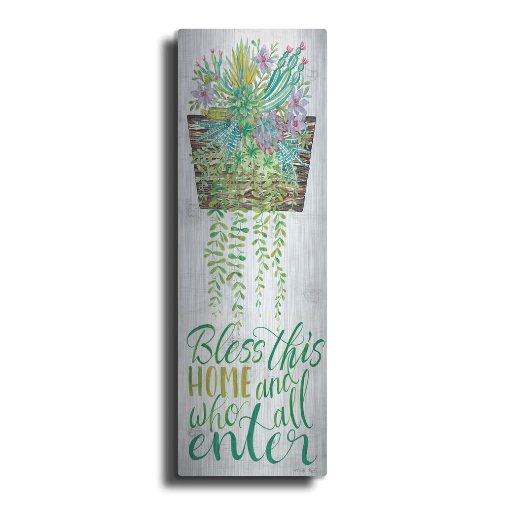 'Bless This Home Hanging Plant' by Cindy Jacobs – Metal Wall Art