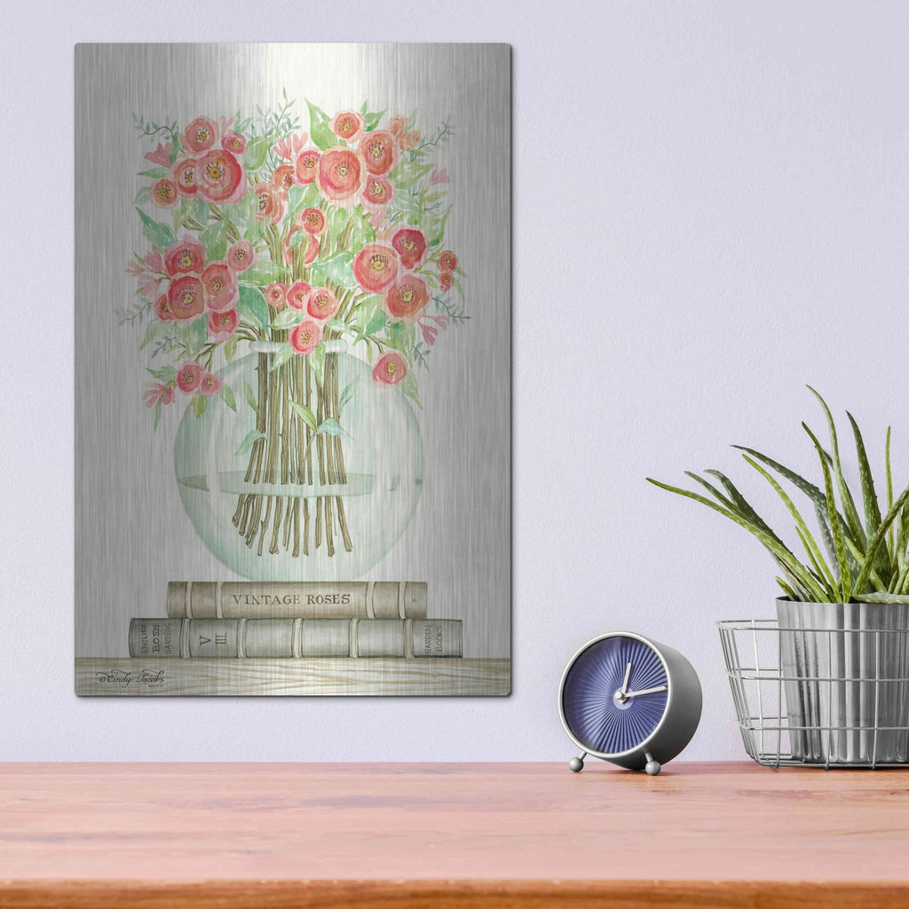 'Book Bouquet III' by Cindy Jacobs – Metal Wall Art, 12x16 room view